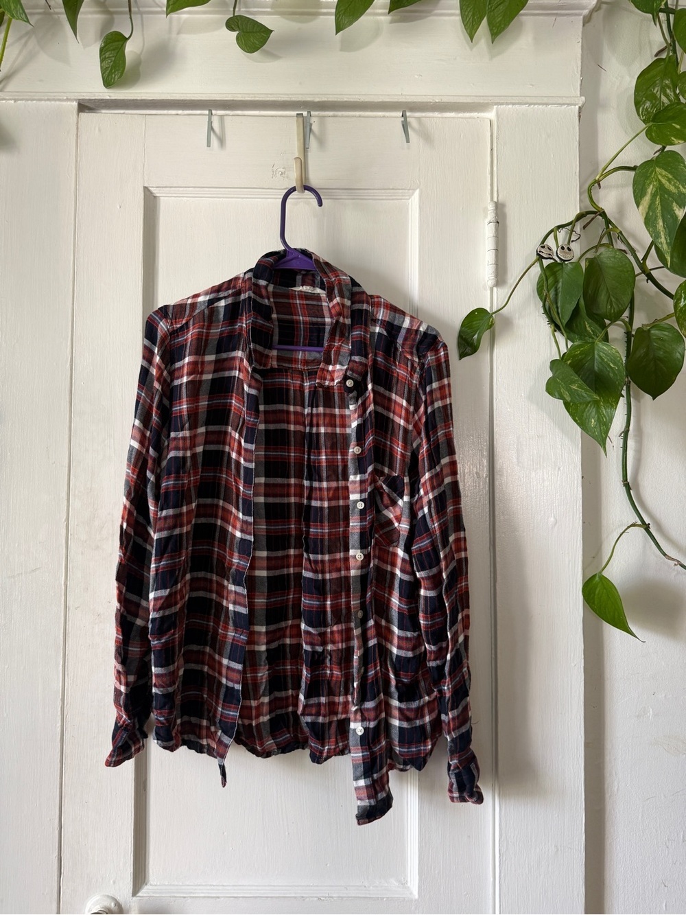 Lucky Brand Red and Black Plaid Button-Down Shirt